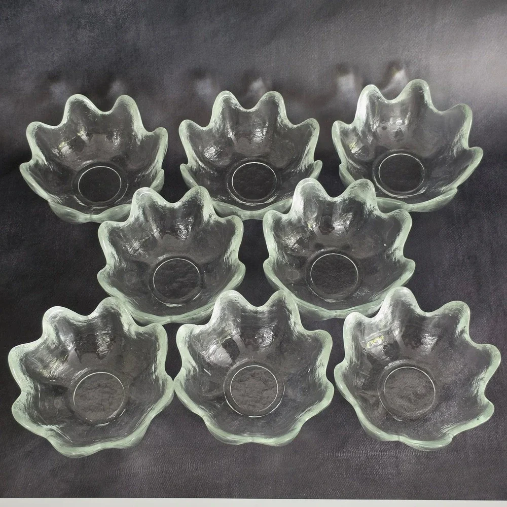 Blenko‎ 6143L Lotus Serving Bowl Set w 8 Matching 6143S Bowls in Crystal